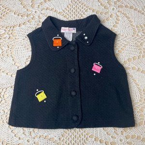 Vintage 1990s Kash Ten Girls 4t Black Bejeweled Handbags Sleeveless Blouse